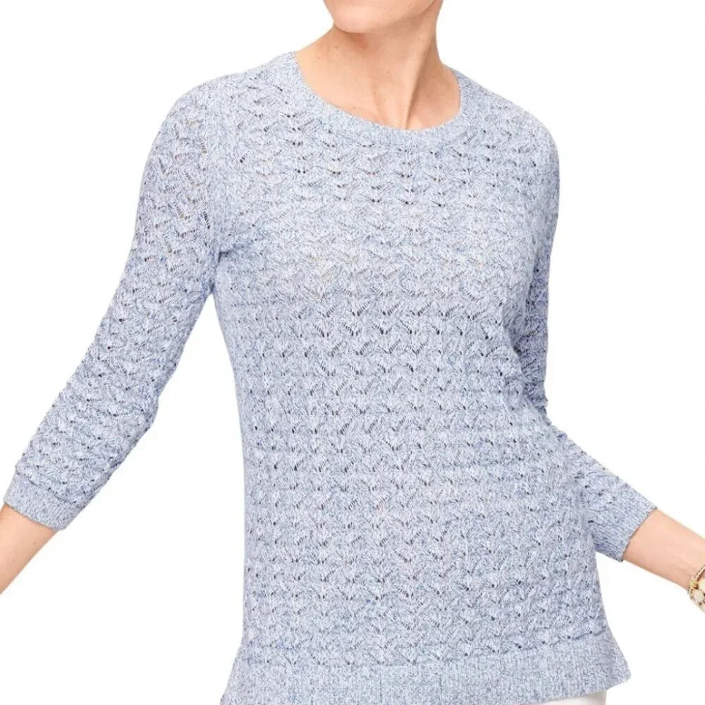 Talbots Womens  Size Large Linen Blend Textured Marble Sweater